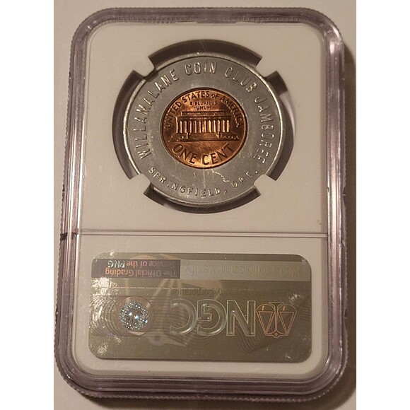 1959 D Lincoln Memorial Cent Encased Good Luck Token Springfield Oregon MS64 NGC - Picture 2 of 4